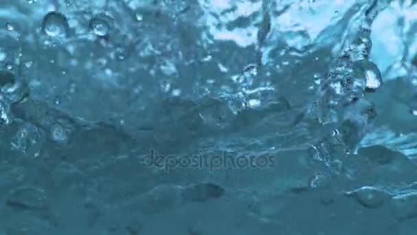 Agitated Water Surface Splashing Bubble Rising Slow Motion — Stock Video