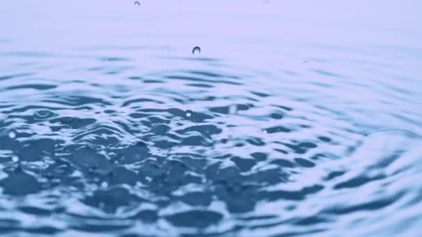Agitated Water Surface Splashing Bubble Rising Slow Motion — Stock Video