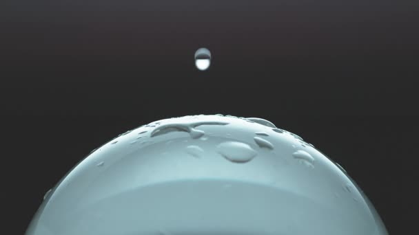 Global Warming Slow Motion Water Droplet Hits Bowl Glas Phantom — Stock Video