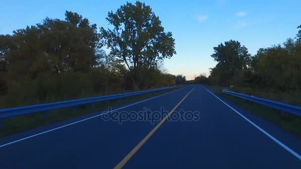 Condução Carro Ponto Vista Perspectiva Uma Estrada Pôr Sol Thousand — Vídeo de Stock