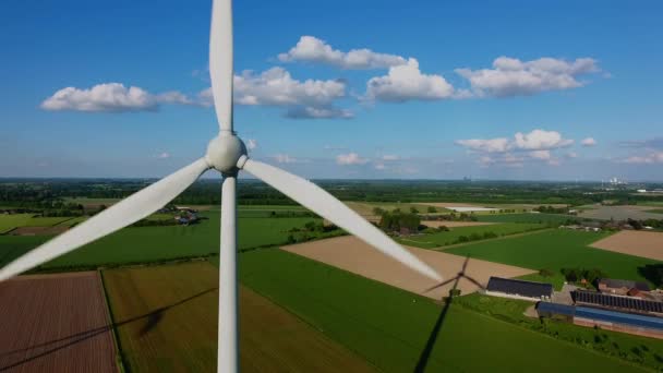Aerial View Wind Turbines Rural Area Generating Green Energy Healthy — Stock Video