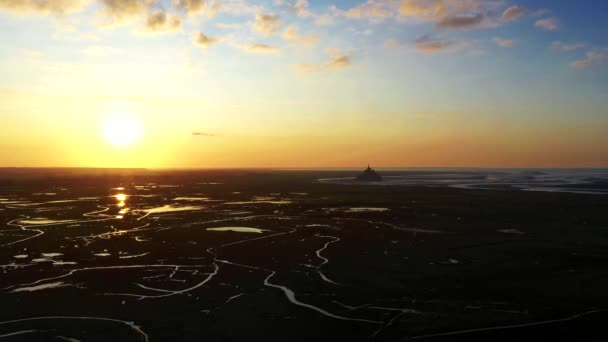 Epic Sunset Mont Saint Michel France — стокове відео