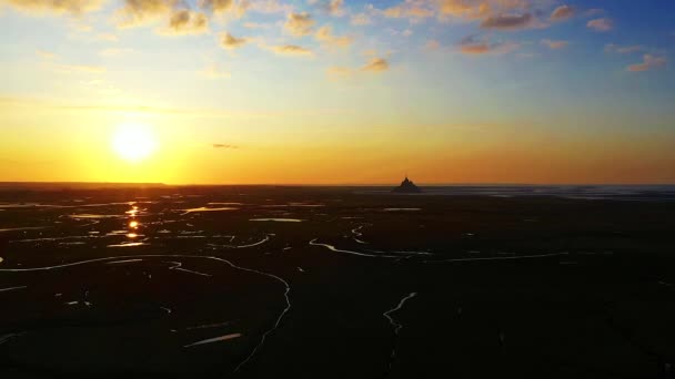 Mont Saint Michel Amanecer Francia — Vídeos de Stock