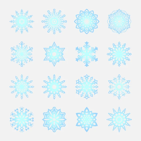 Külön hópelyhek Doodles vektor rusztikus karácsonyi clipart újév snow crystal illusztráció lapos stílusú — Stock Vector