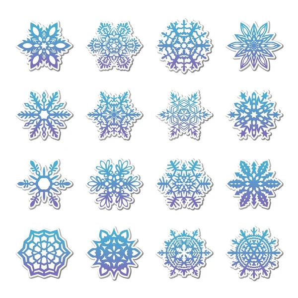 Flocos de neve separados Doodles Vector Rústico clipart de Natal ano novo ilustração de cristal de neve em estilo plano — Vetor de Stock