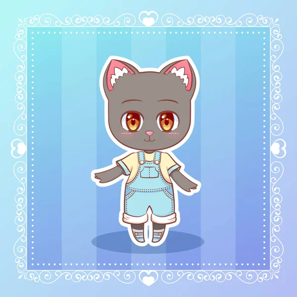 Vetores de Sweet Kitty Kawaii Bonito Anime Dos Desenhos Animados Raposa  Menina Na Etiqueta De Mascote Vestido Diferentes Emoções Feliz Triste Com  Raiva Sorriso Beijo Amor Crianças Personagem Eps10 e mais imagens