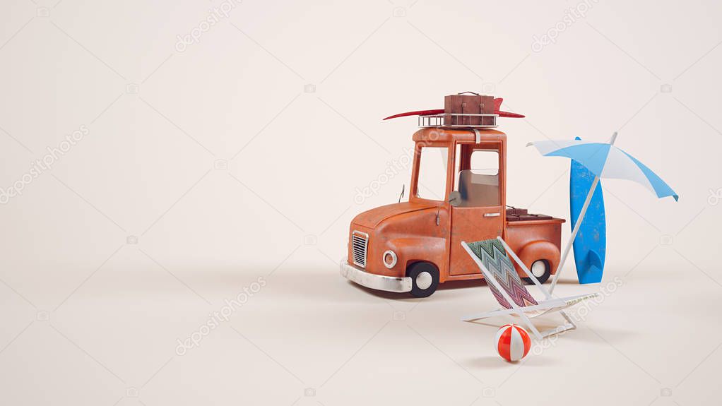 3d image small truck Picture a cute,