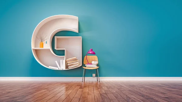 편지 G 학습을 위한 공간 책장을 설계 했다. — 스톡 사진