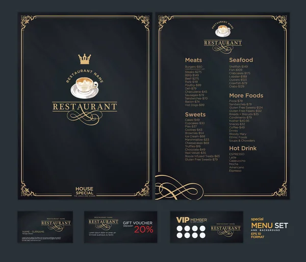 Design de menu criativo. Design de layout, conjunto de design para restaur menu — Vetor de Stock