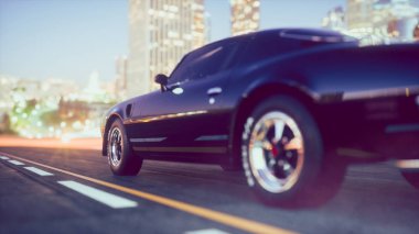 Klasik Otomobil şehirde gece vardır..