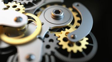 Siyah ve altın saat dişli yapılmış 3d programları.