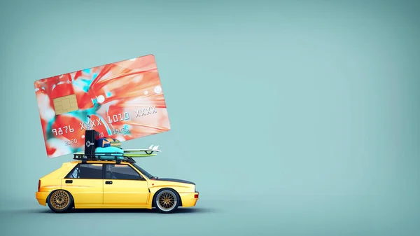 Cars with credit cards are on the roof. — Stock Photo, Image