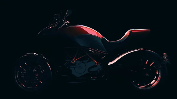 Rode motorfiets met zwarte achtergrond. — Stockfoto