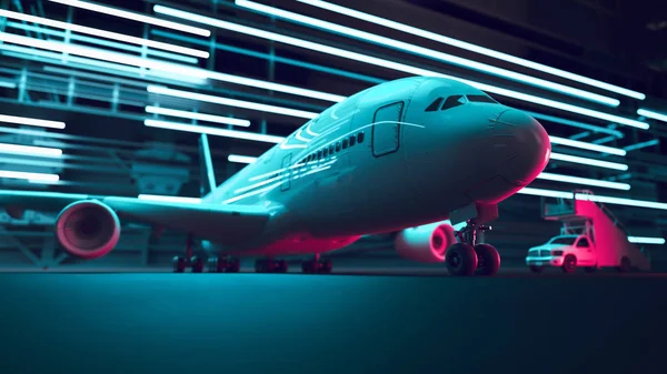 Aeropuerto noche transporte aéreo . — Foto de Stock