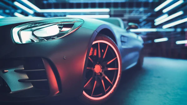 Los coches modernos están en la sala de estudio . — Foto de Stock