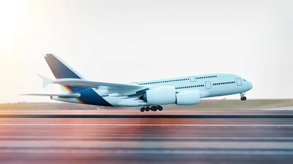 Vliegtuig dat opstijgt vanaf de luchthaven. — Stockfoto