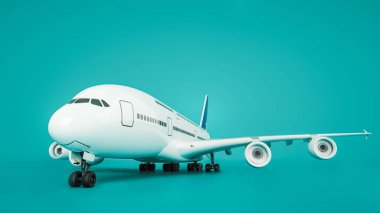 Uçak önü. 3D render ve illüstrasyon.