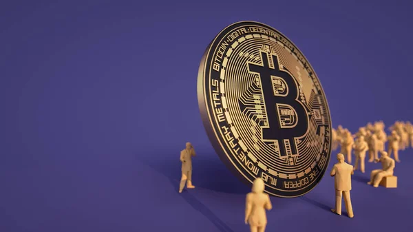 Los hombres de negocios están buscando monedas bitcoin . — Foto de Stock