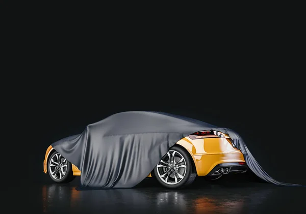 Yellow cars that are covered in fabric. — Stock Photo, Image