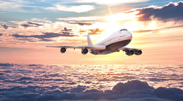 Самолет летит в небе. 3D рендеринг и иллюстрация
.