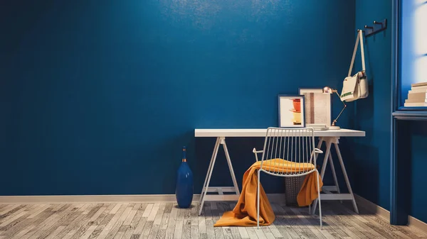 Diseño de habitación de oficina azul . —  Fotos de Stock