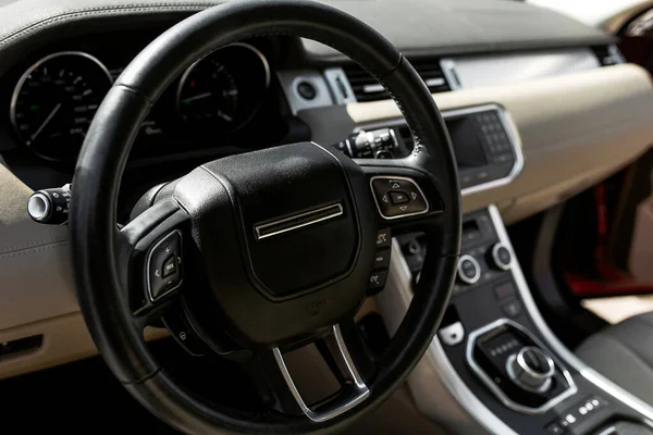 Steering Wheel Car Passenger Compartment Ekaterinburg Russia August 2018 Stock Picture