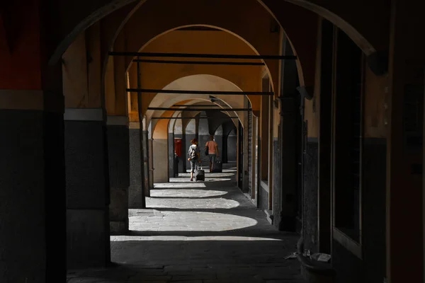 Dark Corridor House Made Stone Arches Let Sunlight Venice Italy — Stock Photo, Image