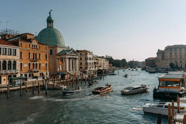 Kilátás Rialto Hídról Grand Canal Város Vízi Útjáról Venice Olaszország — Stock Fotó