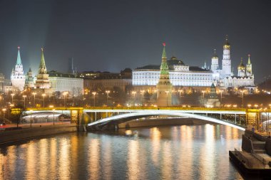 Gece Moskova Kremlin.