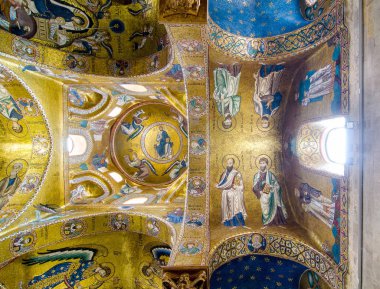 Kilisede Martorana tavan. Palermo, Sicilya, İtalya.