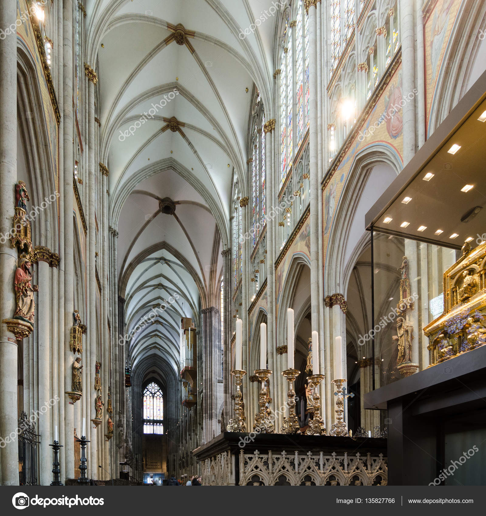 Interior Of The Cologne Roman Catholic Cathedral Stock