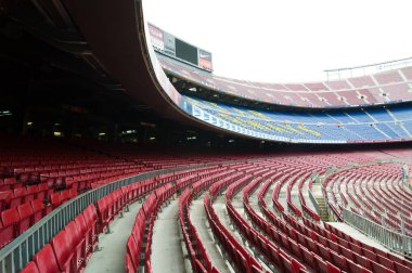 Tribün görünümünü. Camp Nou, Barcelona, İspanya.