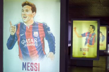 Lionel Messi çizilmiş. Nou Camp, Barcelona, Katalonya, İspanya.