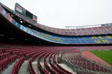 Tribün görünümünü. Camp Nou, Barcelona, İspanya.