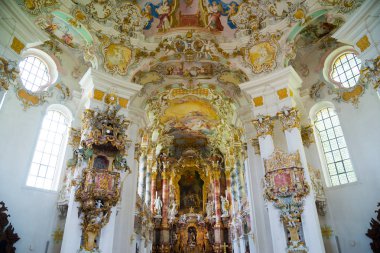 Hac Wies Kilisesi. İç görünüm. Bavyera, Almanya.