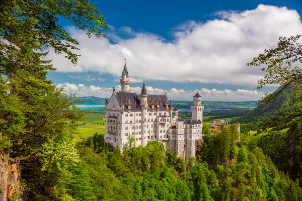 Neuschwanstein Kalesi 'nin manzarası. Almanya