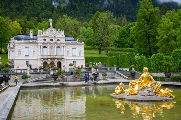 Ettal Alemania Junio 2016 Palacio Linderhof Vista Del Eje Principal — Foto de Stock