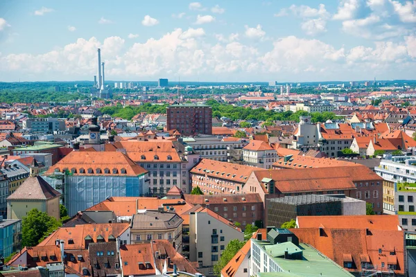 Scenic aerial panorama of the architecture of Munich, Bavaria, Germany — Stock Photo, Image