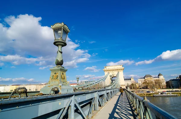 Kettenbrücke Über Die Donau Budapest Ungarn — Stockfoto