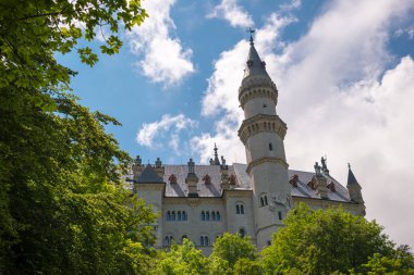 Dünyaca ünlü Neuschwanstein Şatosu güzel manzarasına. Fussen, Bavyera, Almanya