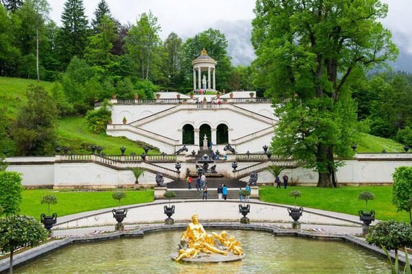Fountain in the park of Linderhof Palace