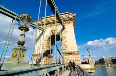 Zincir köprü Budapest City, Macaristan Tuna Nehri üzerinde