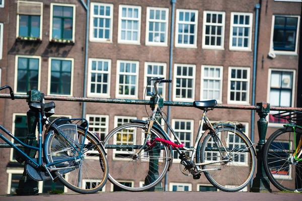 Bisiklet üzerinde köprü Amsterdam, Hollanda.