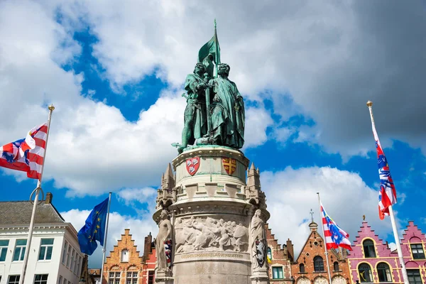 Brujas Bélgica Abril 2017 Monumento Jan Breydel Pieter Coninck Brujas — Foto de Stock