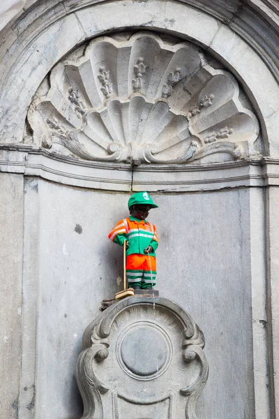 Brussels Belgium April 2017 Manneken Pis Little Man Pee Petit — Stock Photo, Image