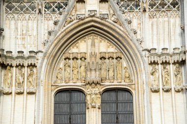 Brussels, Belçika - 22 Nisan 2017: Cathedral St. Michael and Gudula St. Brüksel, Belçika, Panorama