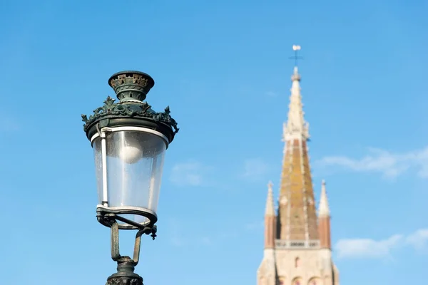 Utcai Lámpa Történelmi Központ Brugge Belgium — Stock Fotó