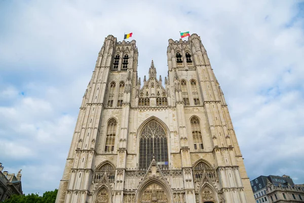 Bryssel Belgien April 2017 Panorama Domkyrkan Michael Och Gudula Bryssel — Stockfoto