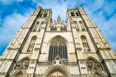 Cephe katedral Brüksel ya da St. Michael ve Brüksel, Belçika'daki St. Gudula Cathedral