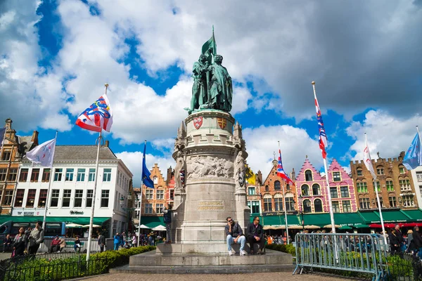 Brujas Bélgica Abril 2017 Monumento Jan Breydel Pieter Coninck Brujas — Foto de Stock